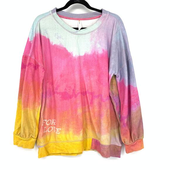 Anthropologie Daily Practice Crew Neck Sweatshirt Tie Dye For Love Print Sz M - Picture 1 of 7